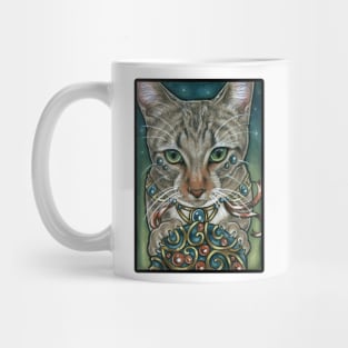 Cosmos Cat with Toy - Black Outlined Design Mug